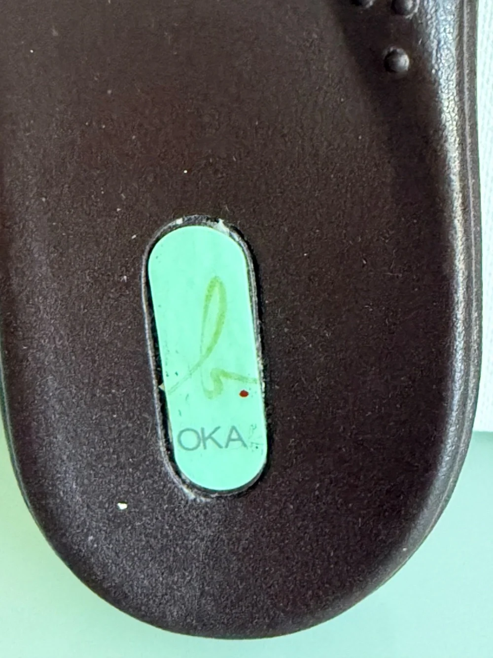 Okabashi Brown Slide Sandals Green Bow Polka Dot Open Toe Slip On Size M